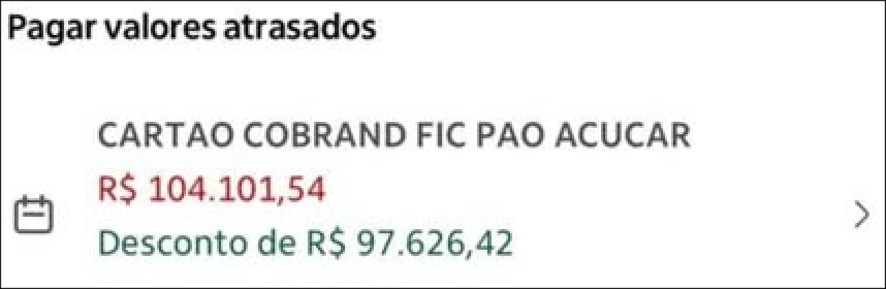 Print original de proposta de renegociação com desconto ofertado de 97.626 reais e 42 centavos sobre 104.101 reais e 54 centavos