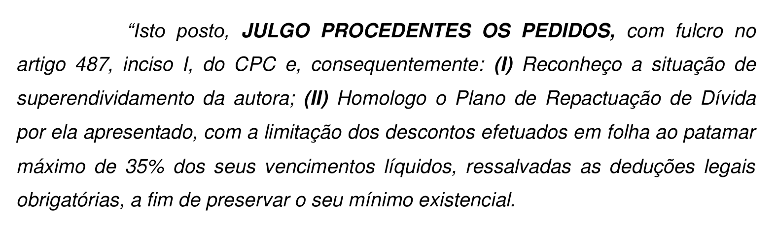 Recorte original do acórdão do TJRJ que reproduz a homologação de plano de repactuação de dívida, sem nomes ou número do processo